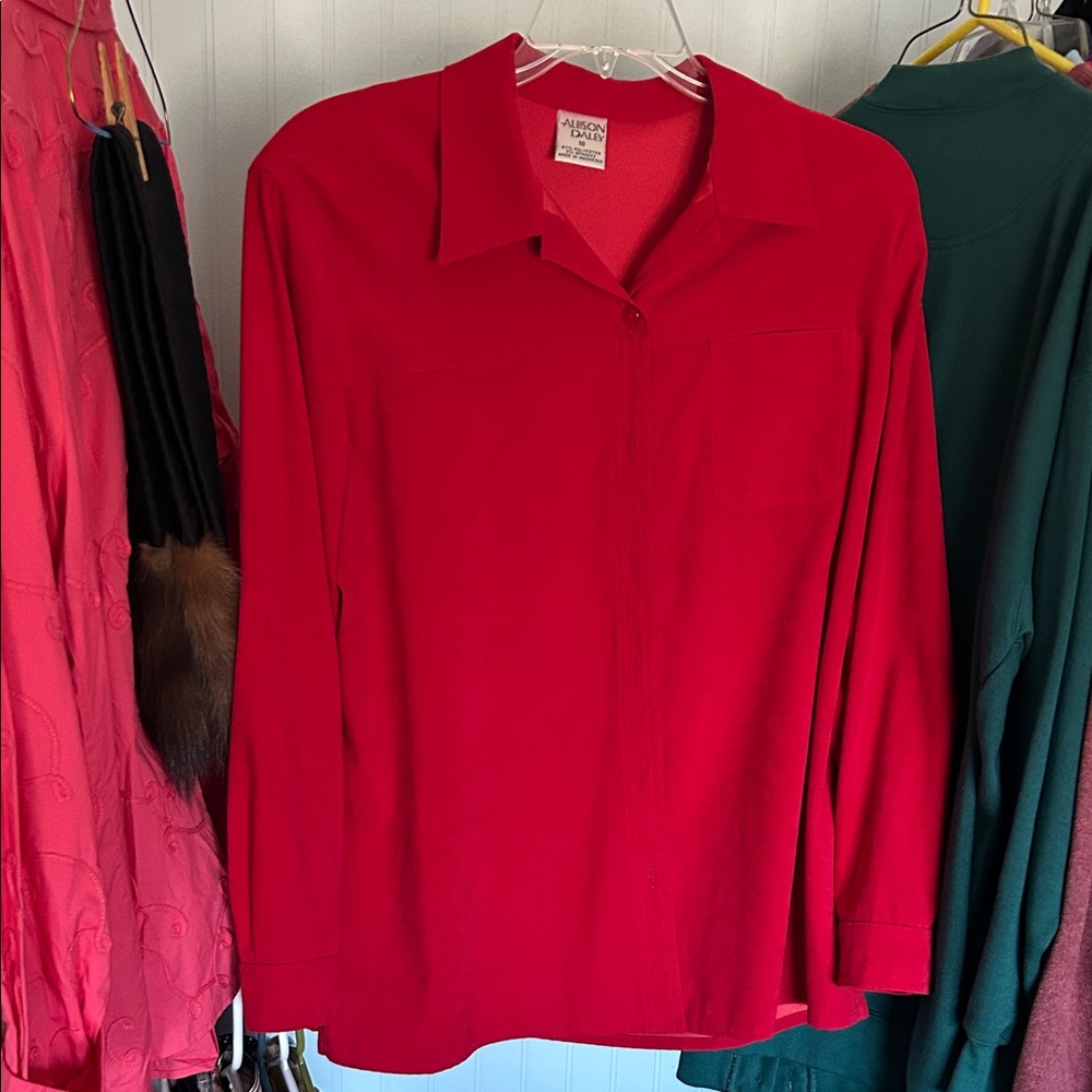 Allison Daley Vibrant Red Button Down Shirt